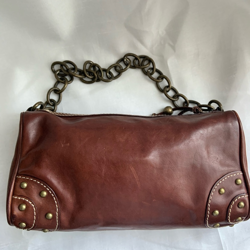 J Crew Leather Boho Shoulder Bag with Brass Chain